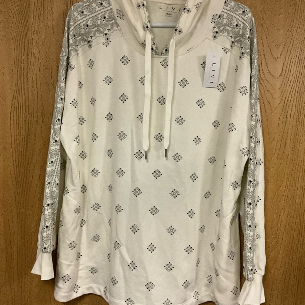 Lane Bryant Cream and Gray Hoodie